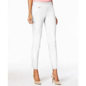 Alfani Women's 16 White Tummy-Control Pull On Skinny Dress Pants NWT